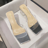 Tacones medios transparentes de verano para mujer cómodos